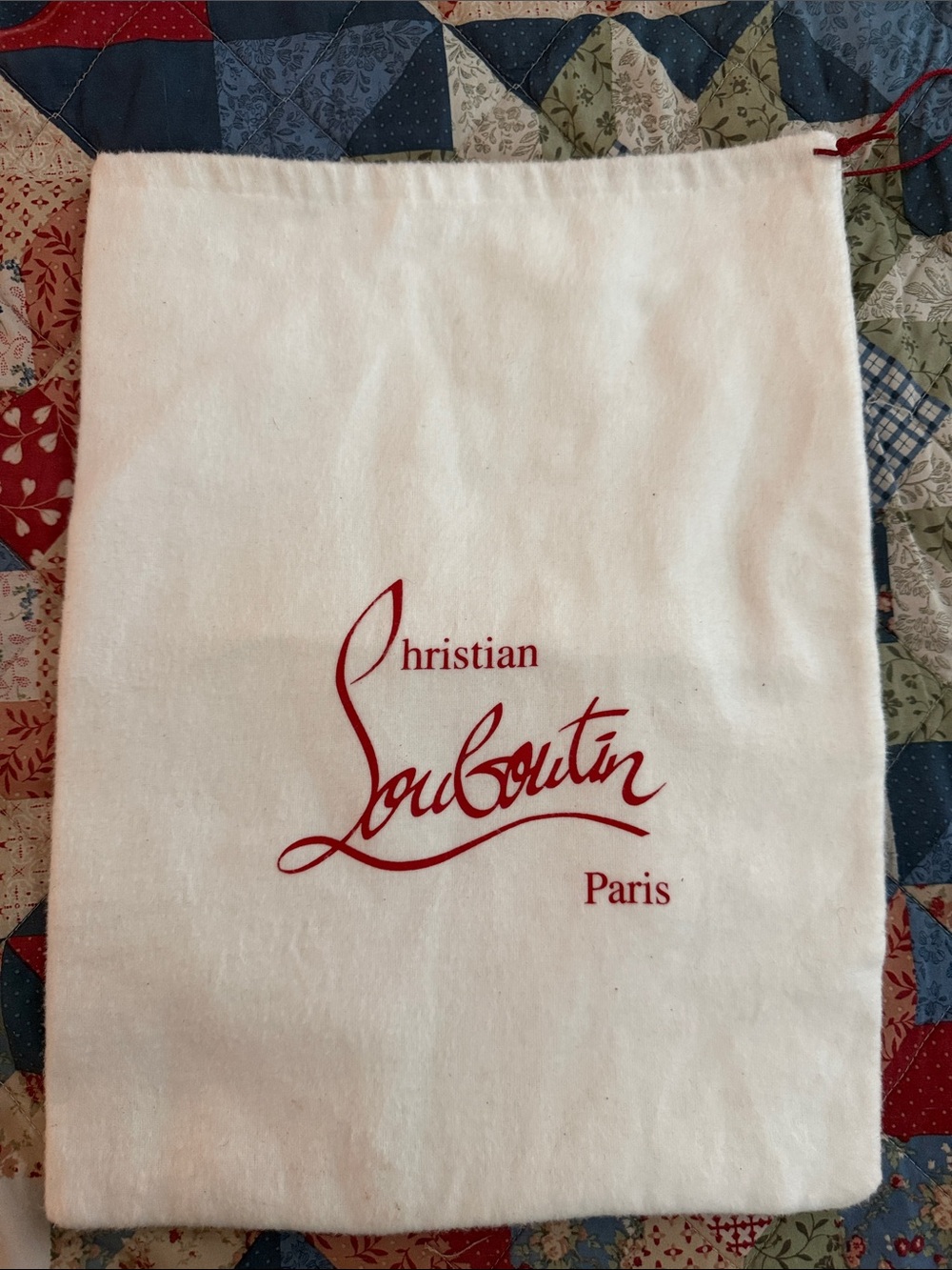 Christian Louboutin White Dust Bags with Red Logo Pair